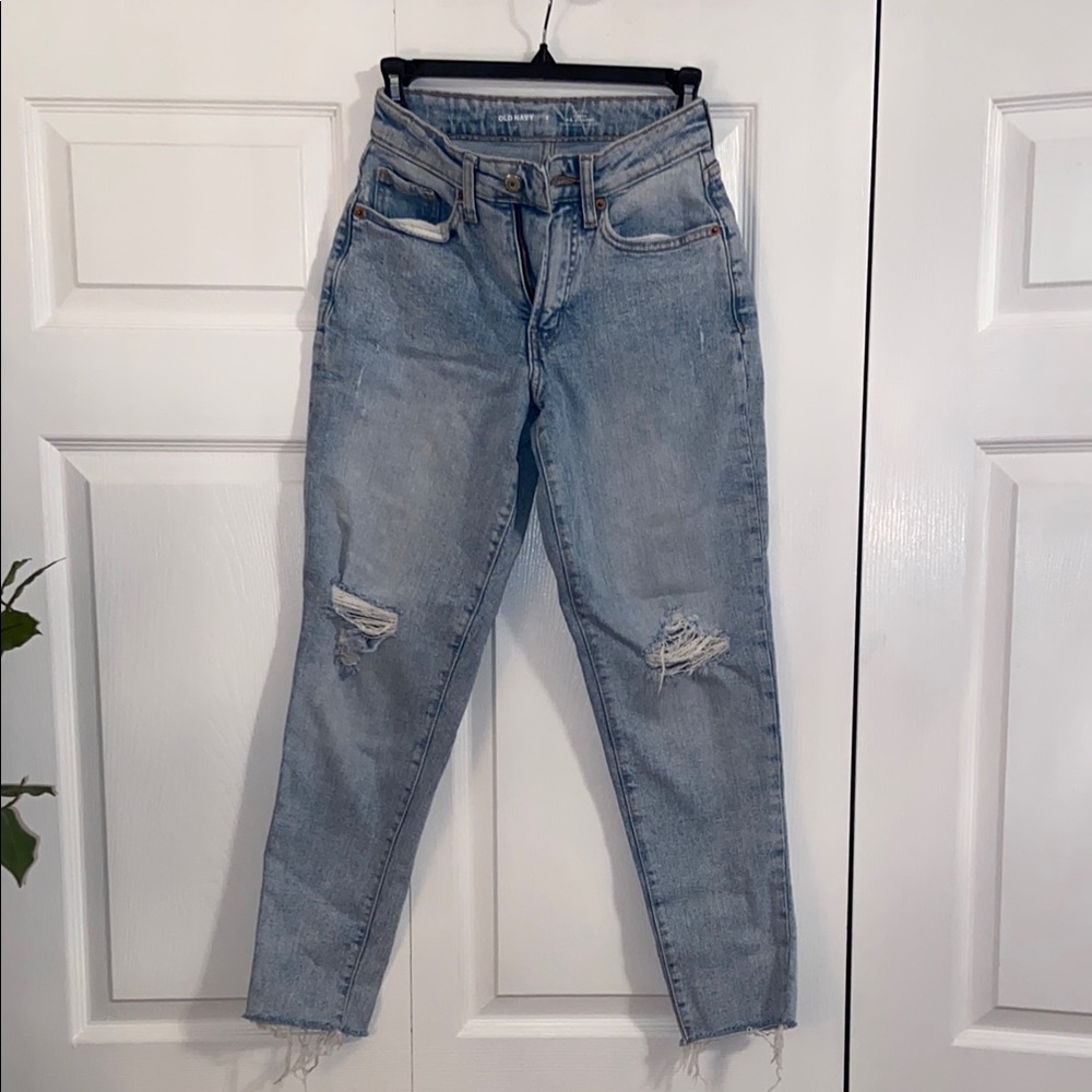 Women's Light Blue Distressed Jeans
